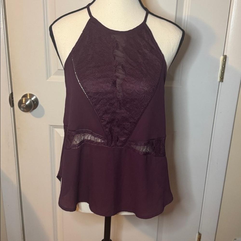 ASTR the lable SM burgundy thin strap dainty tank top sm dressy night out blouse